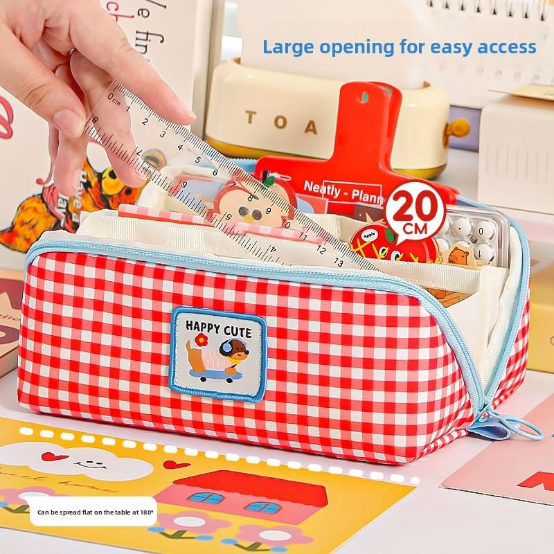 Cartoon Large Capacity Prism Grid Pen Case With Cute Dopamine Design For Students And Office Use