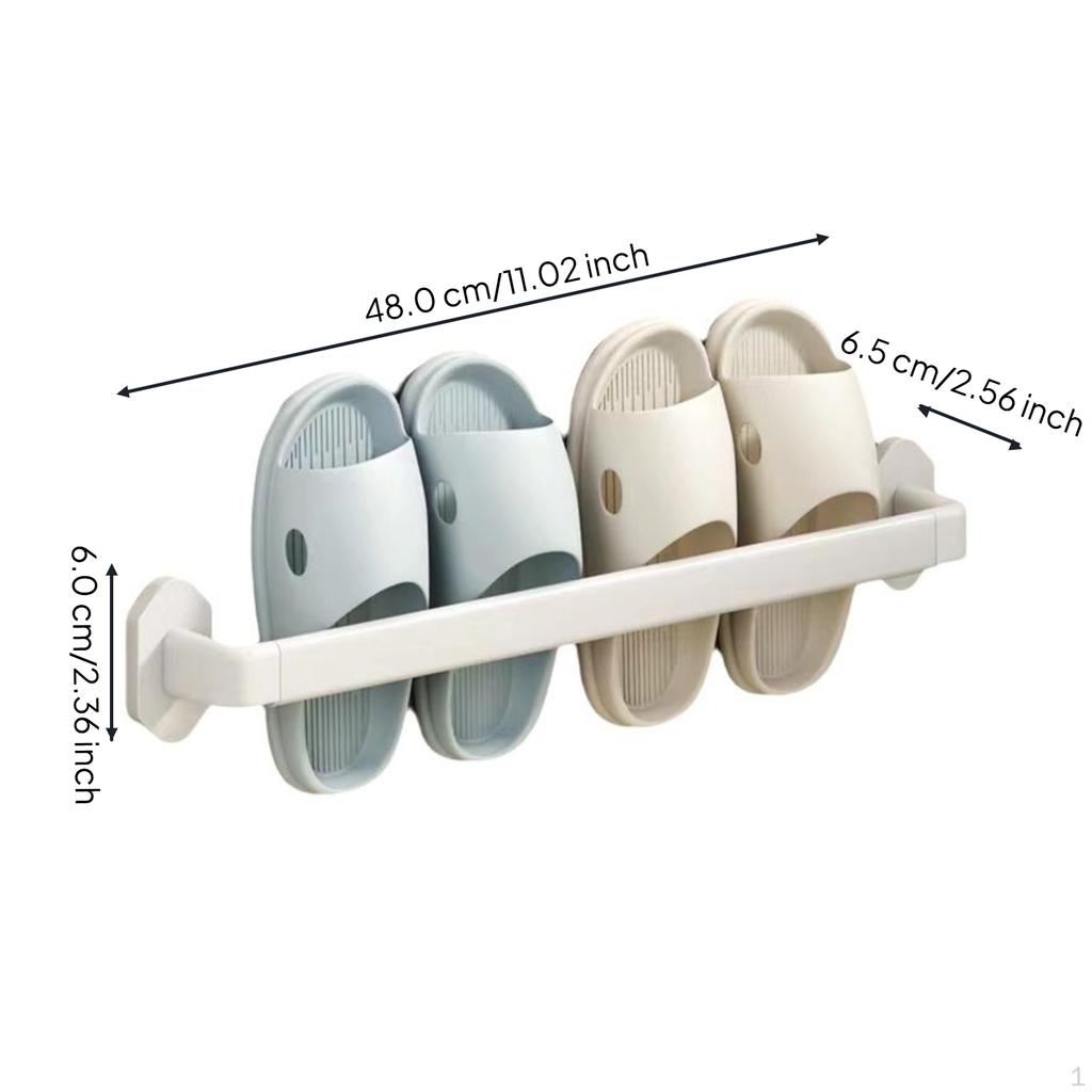 WallMounted Slipper Rack, NoDrill Organizer, Bathroom Storage, Drainage White 28cm