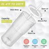 Stripe Glass Cup with Lids and Straws High Borosilicate Tumblers Transparent Drinking Glasses for Iced Coffee Cup Tea Water Cups