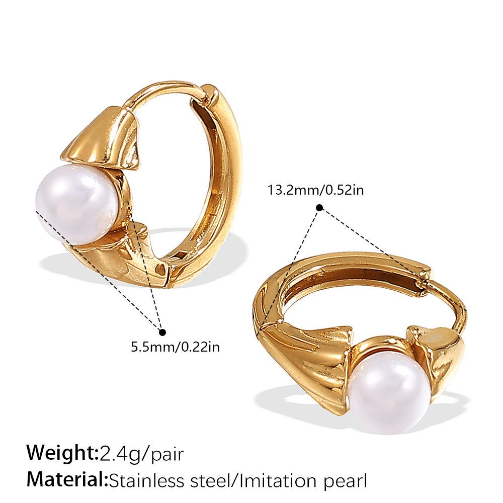 Personalized Imitation Pearl Premium Earrings Niche Design Stainless Steel Gold Rhinestone Versatile Earrings