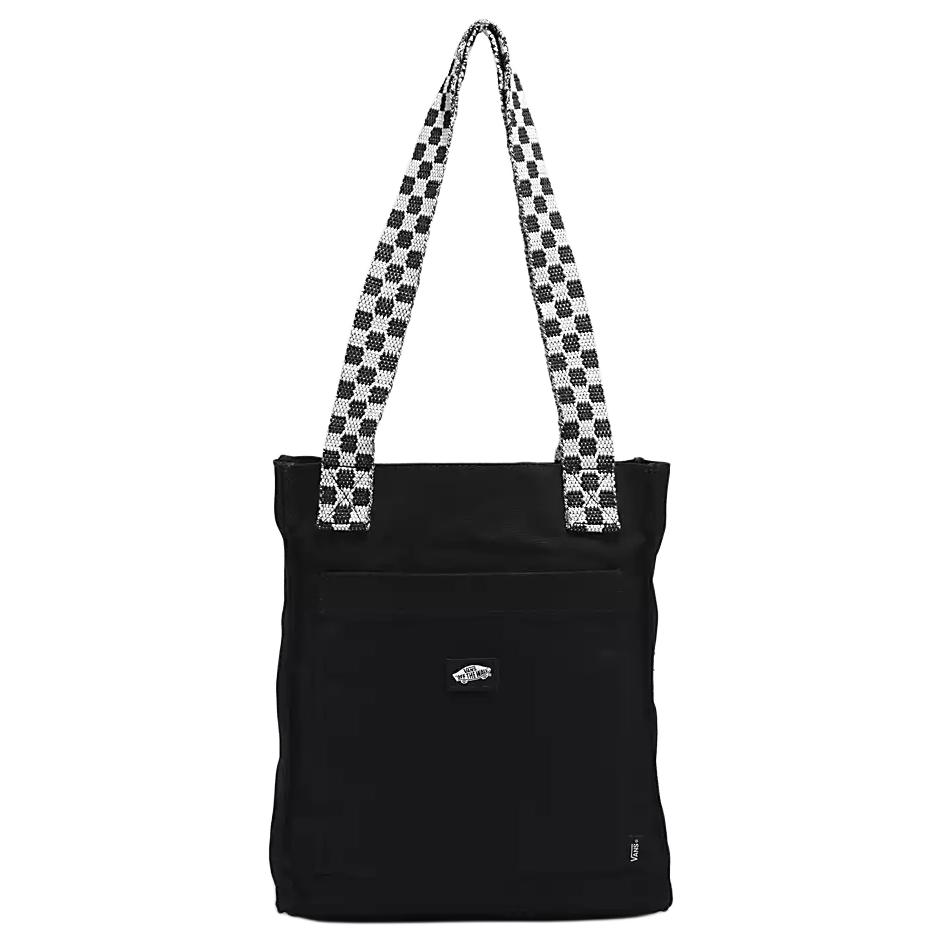 Vans Iconic Checkerboard Pattern Cotton Tote Bag Unisex Tote Bags Black VN000GG2BLK