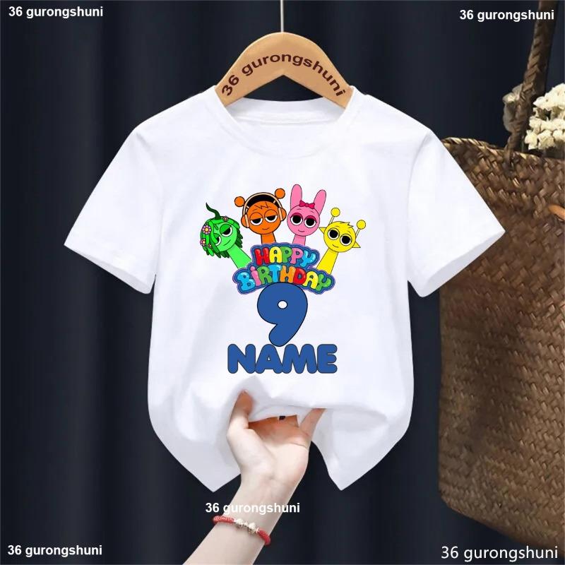 

Custom Name 3rd-9th Birthday Sprunki Character Game Graphic Printed Yellow T-Shirt Boys The Perfect Birthday Gift Kids Clothes 110