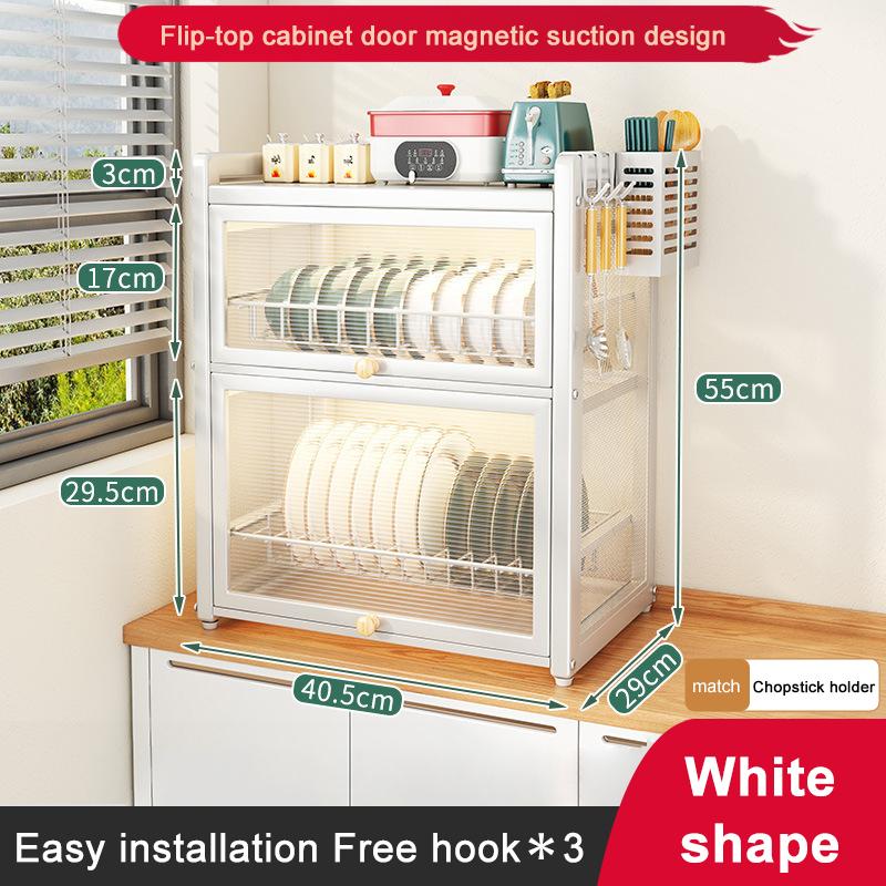 Double-layer Dustproof Kitchen Dish Bowl Drying Rack Counter Dishwasher Organizer Rack With Chopstick Cage Tableware Basket