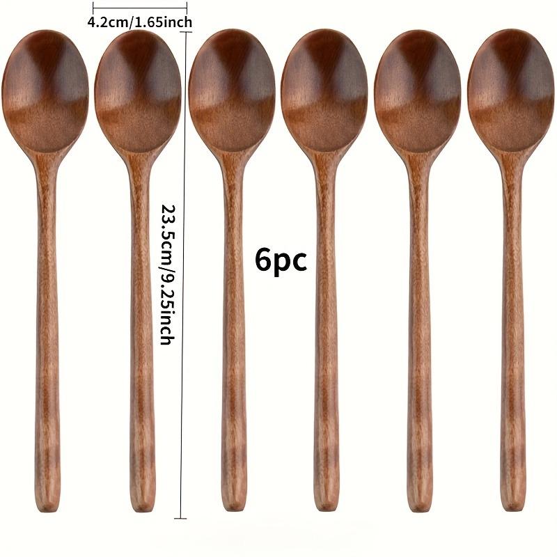 

6 шт./набор Стиль Деревянная ложка Длинная ручка Суповая ложка для еды Рамена и питья Супа Высокоценная деревянная утварь для Сухого риса