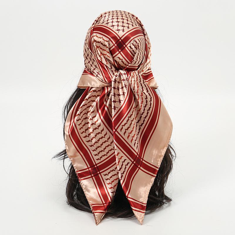 90x90CM Square Scarf New Luxury Design Popular Silk Style The Four Seasons Scarves Women Sunscreen Beach Kerchief Hijab