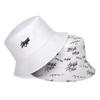 Bucket hat printing literary personality versatile letter embroidery double-sided sunshade basin hat