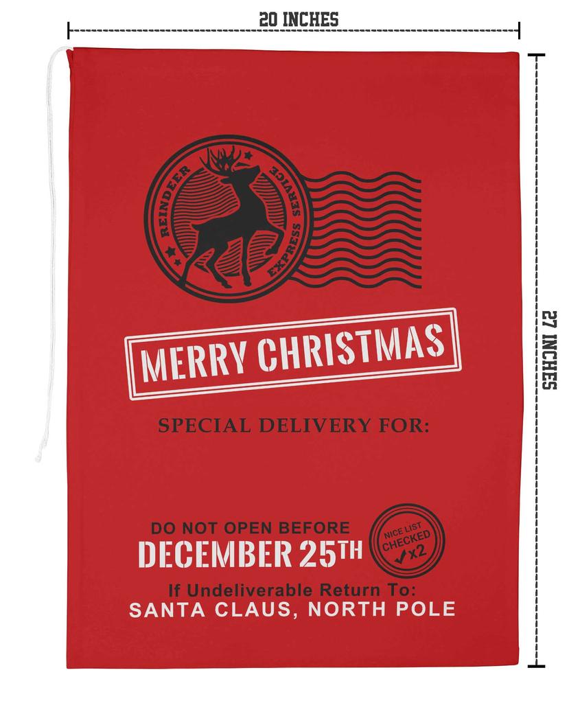Printtoo 2 Pcs Santa Gift Sack For Kids Presents Xmas Bag Christmas Sack Personalized Bags Large 27x20 Inch
