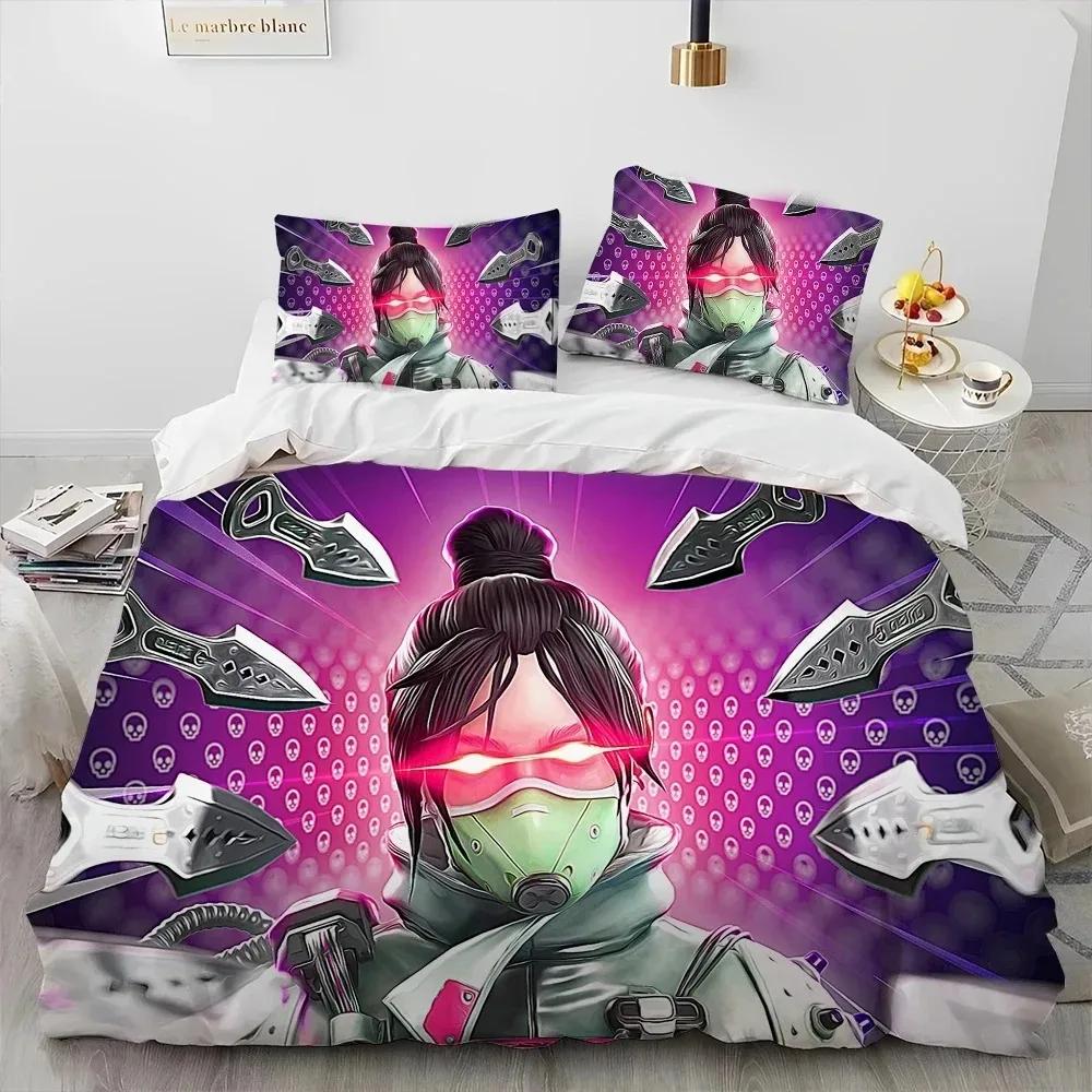 A-Apex Legends Game Gamer Cartoon Dekbed Beddengoed Set Dekbedovertrek Bed Set Dekbedovertrek Kussensloopking Queen Size Beddengoed Set