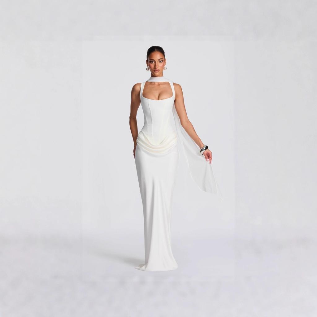Vestido Midi Ajustado de Tirantes Finos Rojo Intenso con Pliegues en la Cintura