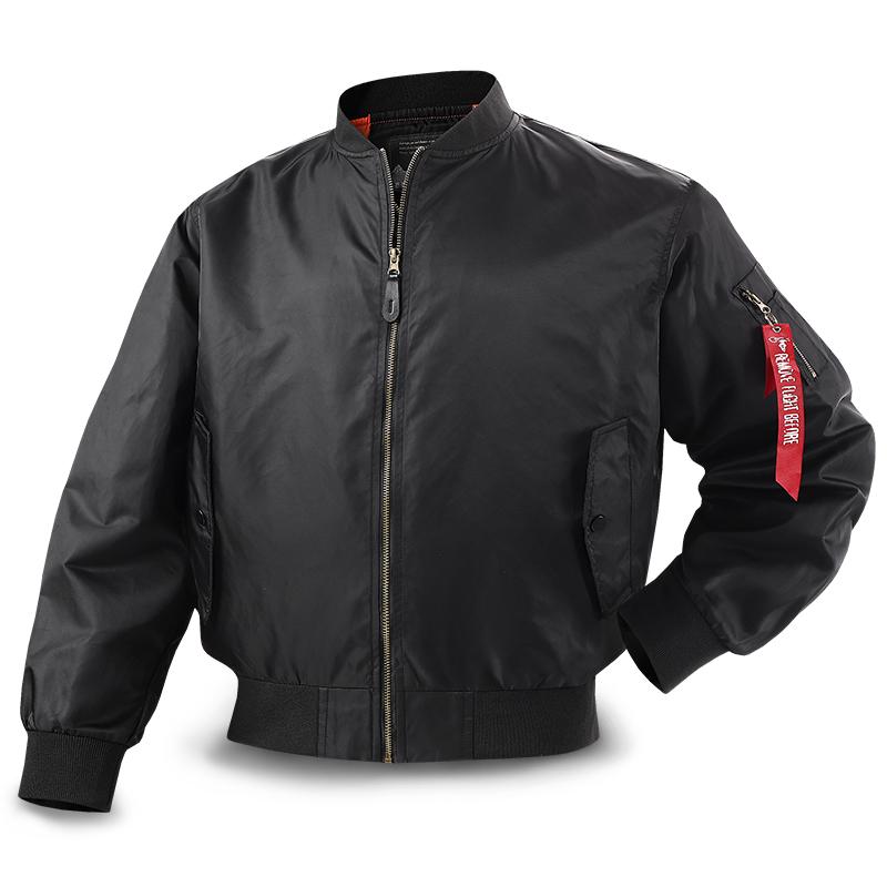 Men's Gray Classic MA1 Bomber Jacket Stand Collar Full Zip Flight Windbreaker Coat