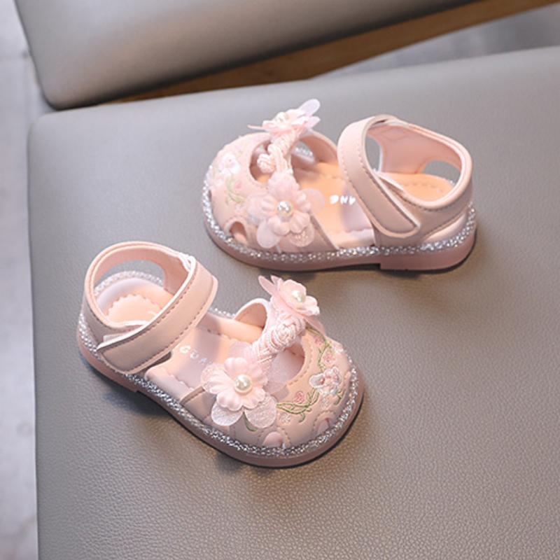 Fashion Girls' Shoes Summer New Child Shoes Simple Embroidered Sandal Soft Soled Girls Sandals  Anti Slip Baby Walking Shoe