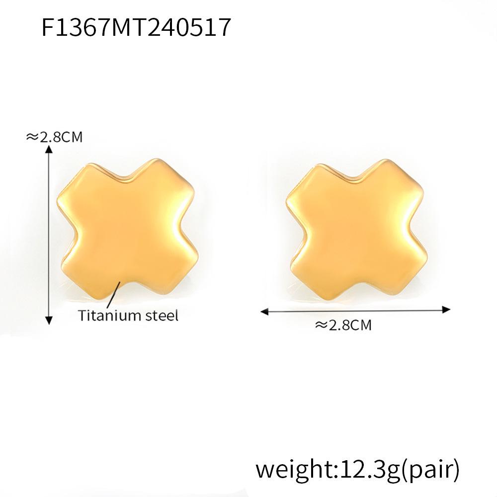 Qiong Yao Stainless Steel 18K Gold Electroplated Irregular Geometric 3D Stud Earrings