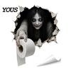 Graphic Wall Stickers for Refrigerator Spooky Crack Ghost Toilet Tank Lid Sticker, Halloween Horror 3D Broken Zombie Waterproof PVC
