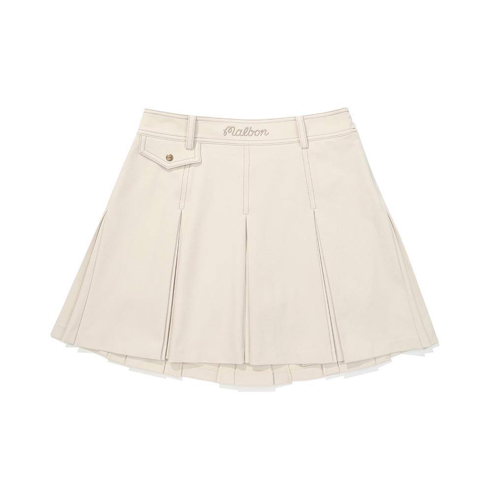 MALBON GOLF Women'S A-Line Pleated Skirt Ivory (Woman)