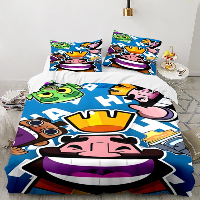 3PCS Clash Royale Heroes Collage Bedding set,Ideal For1pc Duvet Cover And 2pcs Pillowcases Perfect for Christmas gift,Ideal for Bedroom, Dormitory