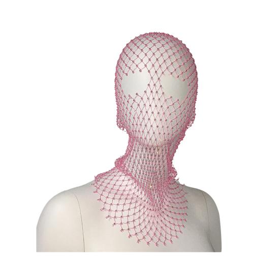 Fishnet Hat Rhinestones Design Hollow Hooded Hat Solid Color Breathable Elastic Fishnet Night Club Hat