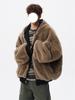 Trendy Reversible Faux Rabbit Fur Men's Winter Jacket: Cool, Warm, Retro Hooded Cotton Coat for Couples