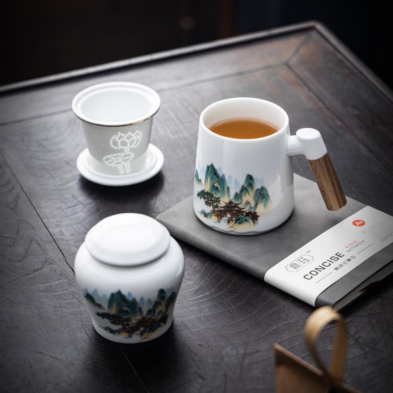 Merchandise Yingqing Office Cup Tea Set Graduation Season Souvenir Ceramic Cup Mug Company Business Gift Set