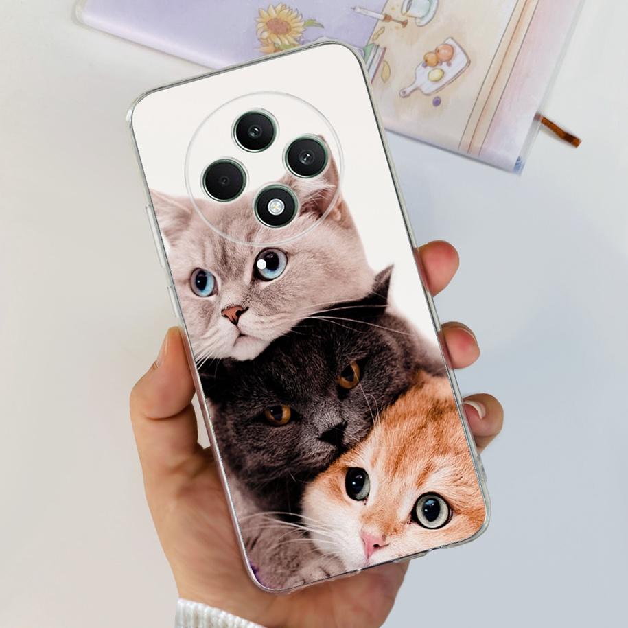For Oppo Reno12 F Case CPH2637 Shockproof Cover Cute Cat Cartoon Soft Slim Clear Phone Cases For OPPO Reno 12F 4G CPH2687 Fundas