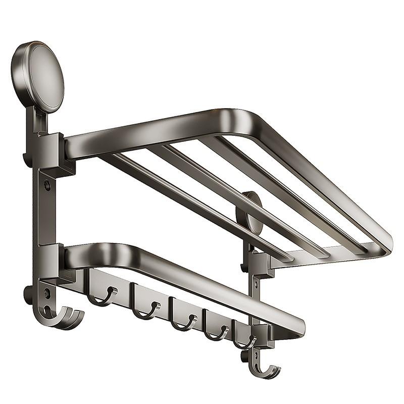 Suction Cup Towel Rack Foldable Bathroom Organizer No Drill Wall Mounted Holder