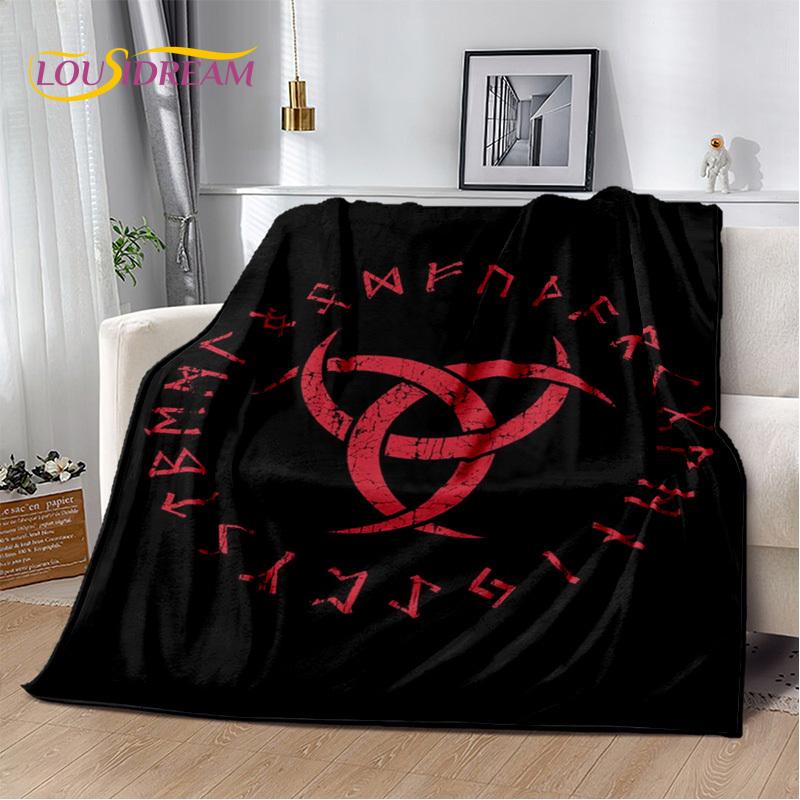 Viking Nordic Odin Valhalla Cartoon Valknut Blanket,Soft Throw Blanket for Home Bedroom Bed Sofa Picnic Office Travel Cover Kids