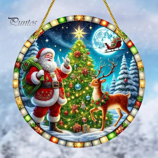 Christmas Party Hanging Supplies Tree Ornaments, Acrylic Festive Pendants with Lanyard for Seasonal Home Ornaments Holiday Decoration, Indoor
