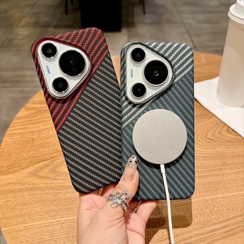 Ultra Thin Carbon Fiber Texture Plastic For  Magnetic Case For Huawei Mate 80 Pura 90 Pro Max P90 P80 P70 Pro Ultra Cover