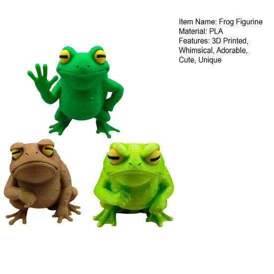 Figura de Sapo Impresa en 3D Divertida Linda Sapo Decoración de Escritorio Animal Coleccionable Escultura para Decoración de Estante de Hogar Oficina