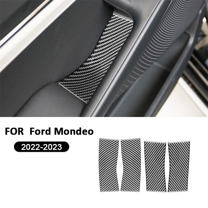 

4PCS For Ford Mondeo - Carbon Fiber Car Door Inner Pull Armrest Panel Trim Cover Decoration Sticker Interior Accessories чорний