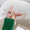 New flat mirror frame popular metal small round frame optical anti-blue light glasses decorative kick-off college style