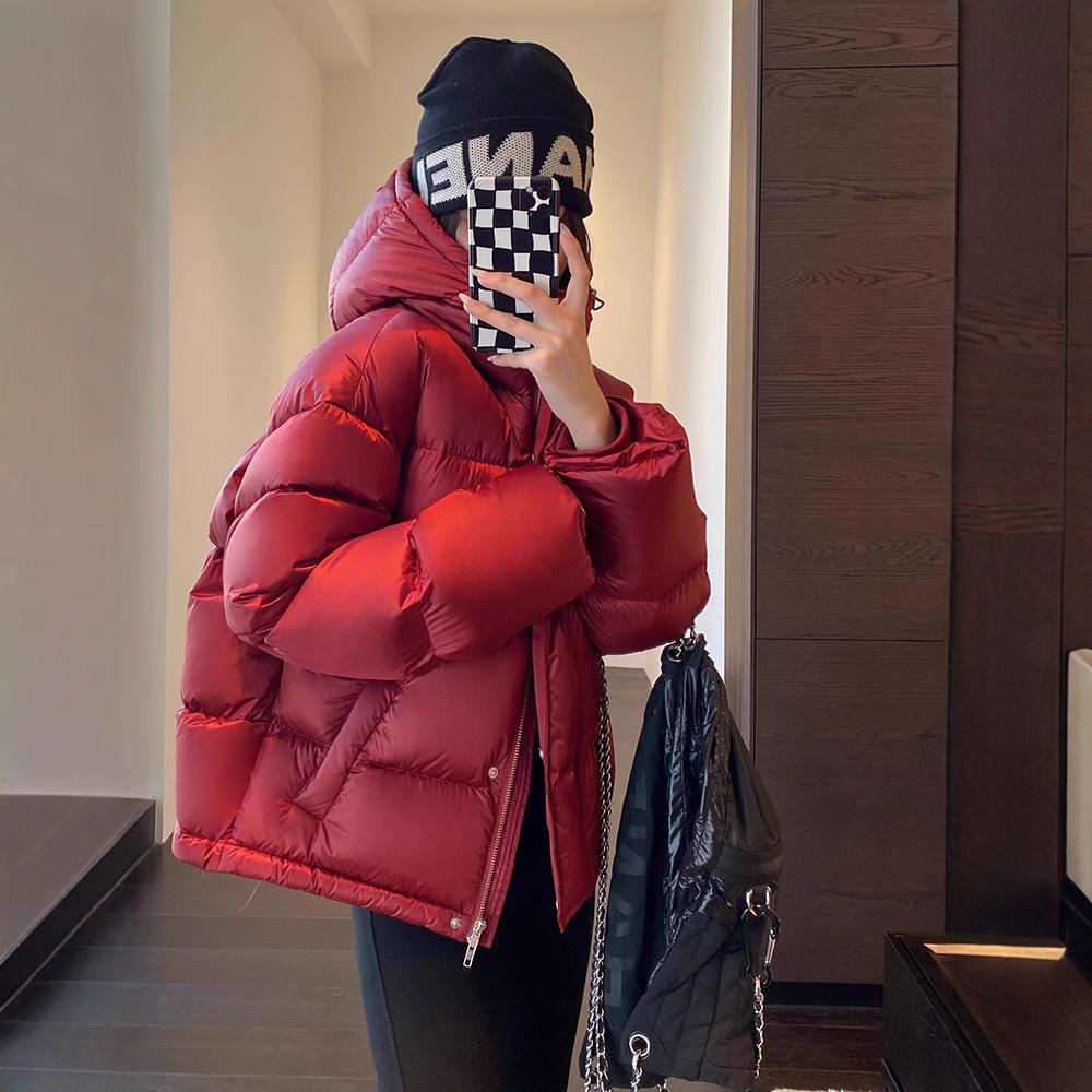 Women's down jacket 2024 new popular foreign style small man high-grade winter warm white duck down hooded jacket