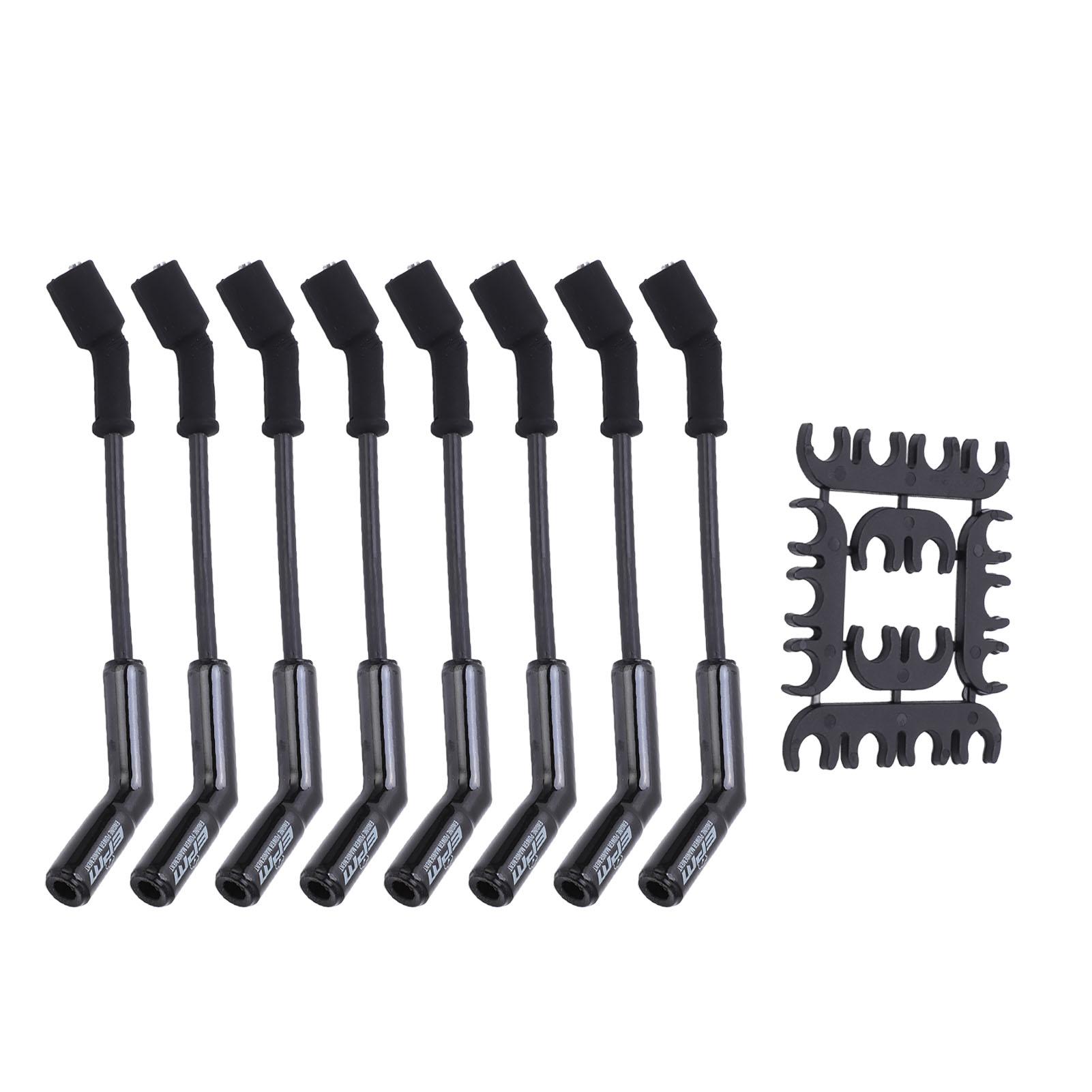 

Комплект проводов для свечей зажигания диаметром 8 мм, сопротивлением 500 Ом, черная свеча из нержавеющей стали 9070CK, сменная для GM LS