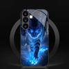 Blue Light Cat Pattern Tempered Glass Phone Case Suitable for Samsung Galaxy S26 S25 S24 S22 S21 S20 FE/Ultra/Plus Shockproof