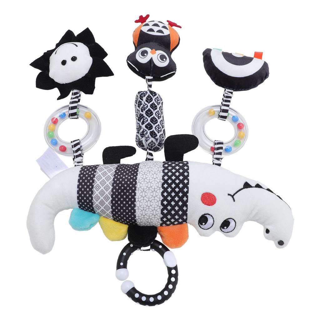 Jucărie Agățată Cărucior Bebeluș Alb Negru Carillon de Vânt Detașabil Animal Drăguț Jucărie Agățată Zornăitoare Umplută