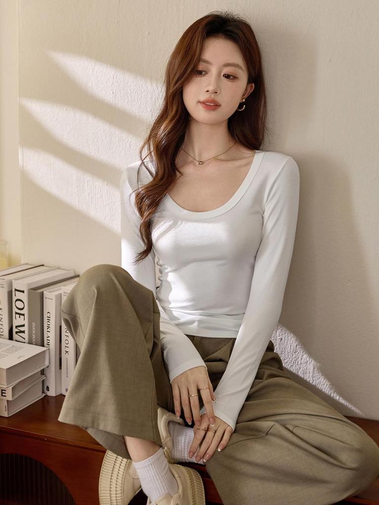 **Women's Autumn 2026 Long-Sleeve Modal Cotton Base Layer Tee**