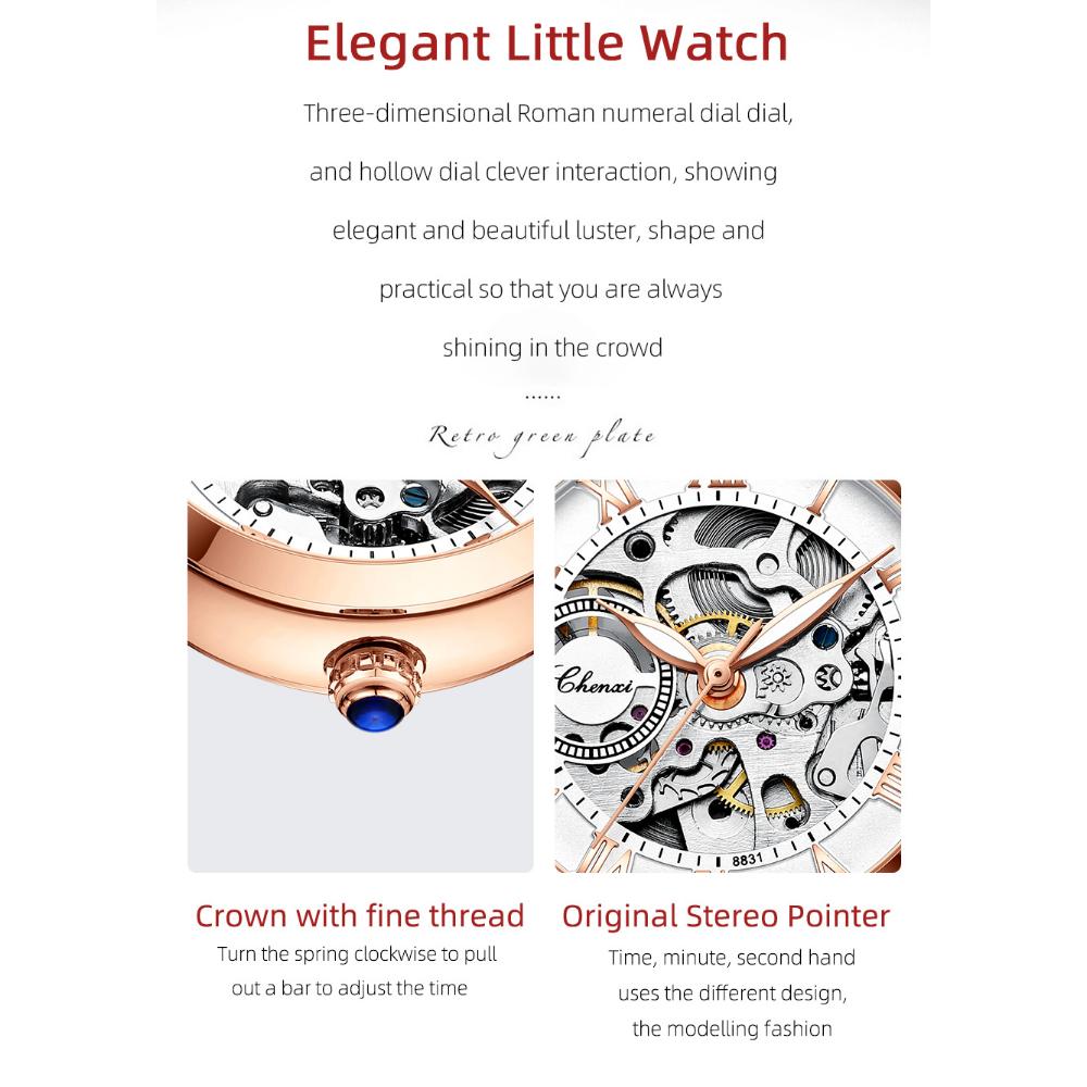 CHENXI Women Automatic Mechanical Watch Top Brand Luxury Stainless Steel Waterproof Wrist Watch