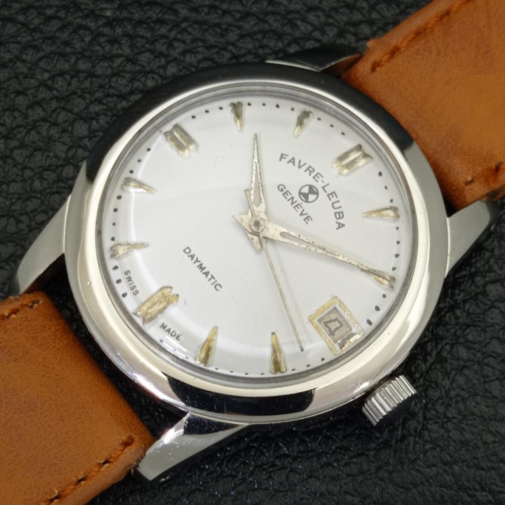 GEBRAUCHTE SCHWEIZER FAVRE LEUBA GENEVE DAYMATIC HERRENUHR MIT WEISSEM FARBIGEM ZIFFERBLATT a432154-2