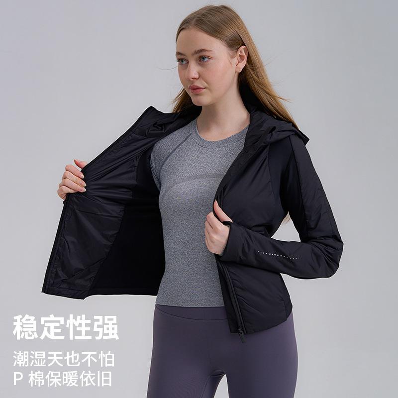 Outdoor kurze Sportbekleidung Laufen Fitness Yoga Slim Fit Leichte Jacke Damen Baumwollgepolsterte Kleidung Herbst- und Wintermantel