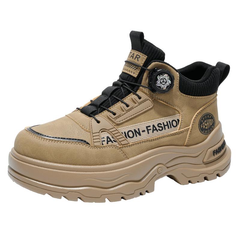 Shoes autumn youth sports wear-resistant non-slip thick-soled high-top casual rotating buckle Martin boots