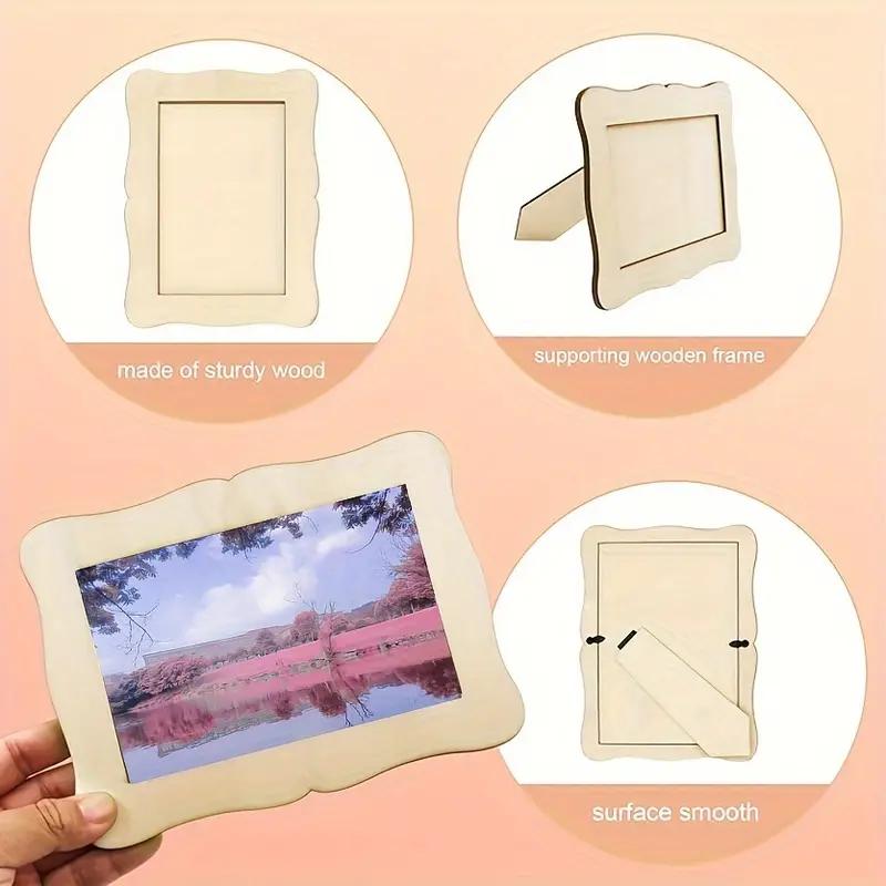 Wooden DIY Photo Frame Painting Photo Wooden Blank Photo Frame Vertical Postcard Frame Set Home Decoration Wedding Accents