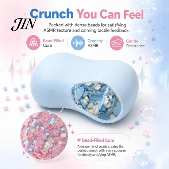 Soft Squeeze Ball Stress Relief Crunchy Soap Toy, Bead-Filled Fidget Non Relaxation Toy Rebound Shapeable Shaped Sensory Gift for Adults Kids