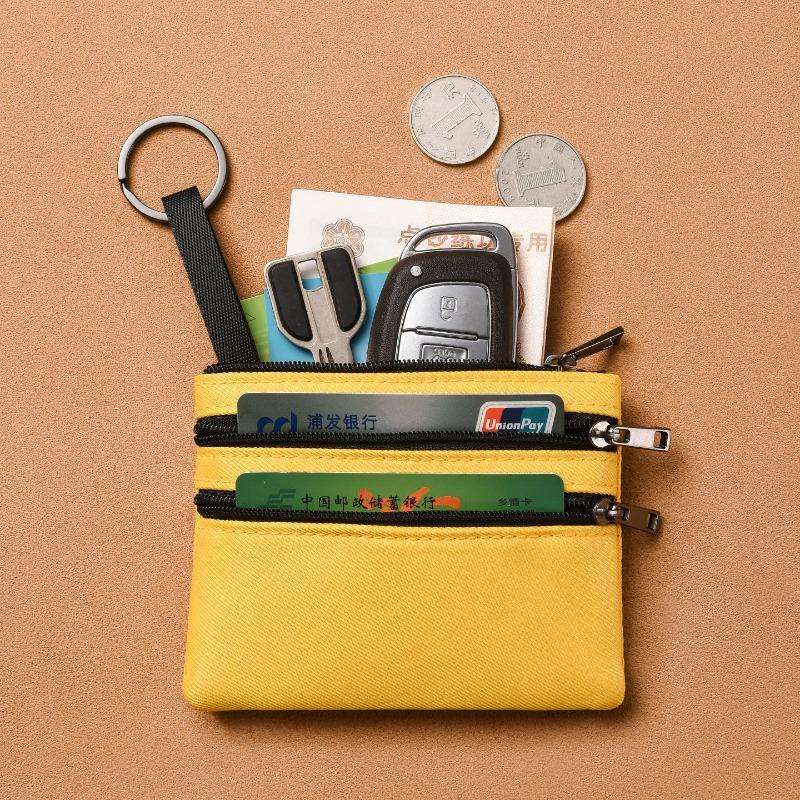 Wickeltasche Herren Damen Schlüsseltasche Dreischichtiger Reißverschluss Stoff-Aufbewahrungstasche Einfache Studenten Mini Canvas Geldbörse