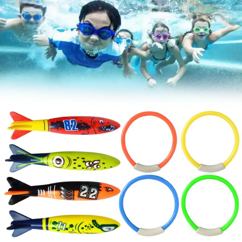 Rings Torpedoes Floating Swimming Pool Toys Dive Sticks Kids Game Gift Prop