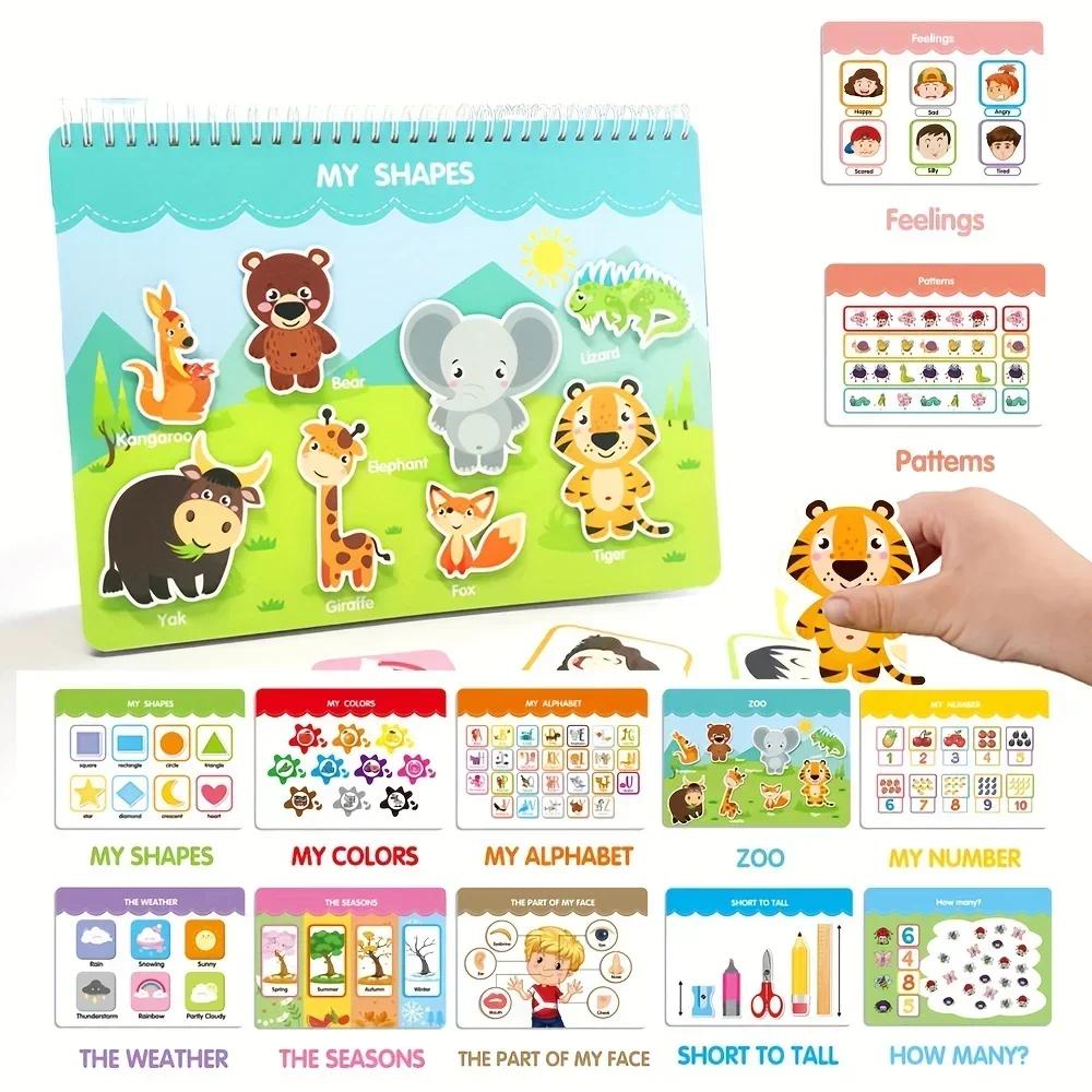 

Baby Preschool Busy Book with 12 Themes Zoo Shape Color Quiet Book Montessori Preschool Learning Activities Gift for Toddlers