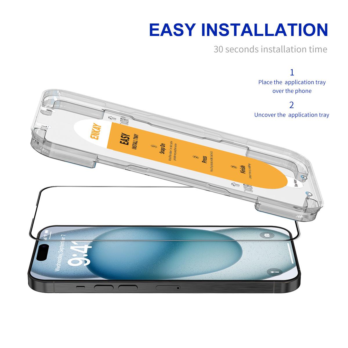 

ENKAY HAT PRINCE For iPhone 16 Plus/15 Plus High Aluminium-Silicon Glass Film 9H Anti-Fingerprint Screen Protector As Shown A