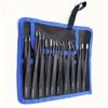 1set Canvas Bag Leather Cover Stainless Steel Black Tweezers Set Anti-static Precision Pointed 1.5mm Nail Graft Repair