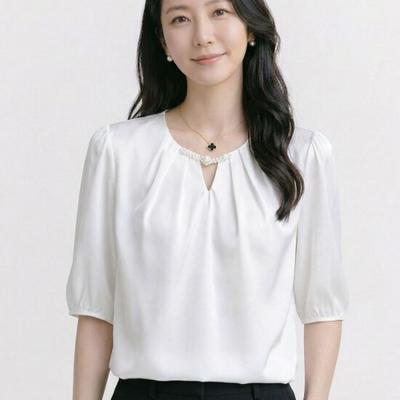 Navava Women Shirring Bead Point 5 Sleeve Blouse Nb3112