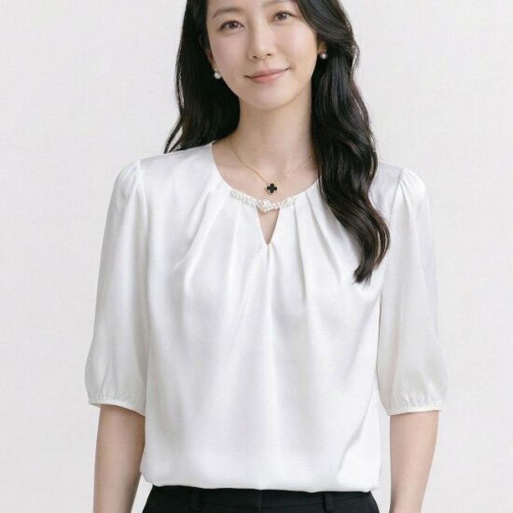 Navava Women Shirring Bead Point 5 Sleeve Blouse Nb3112