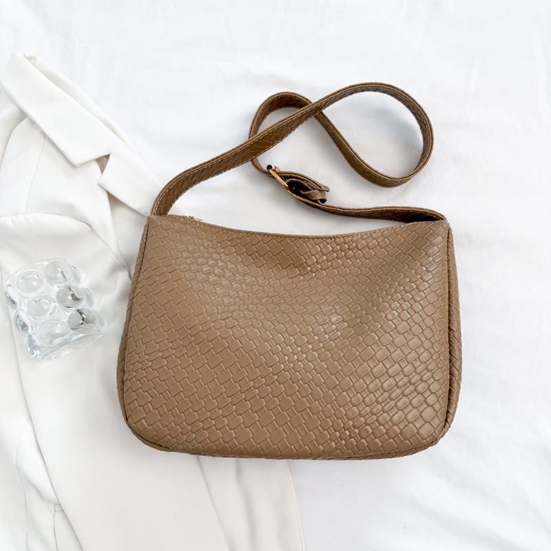 Pu Large Capacity Shoulder Bag Handbag Weaving Patterns For Work Casual Outings