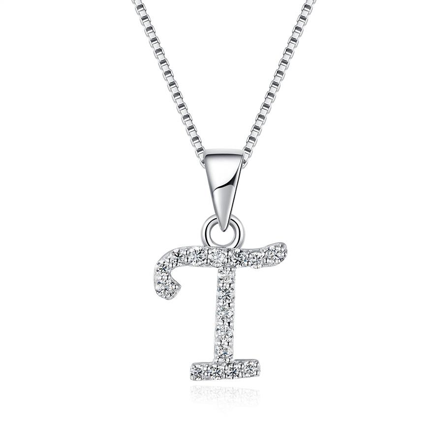 Bezauberndes Alphabet Elegantes Anhänger Anfangsbuchstabe T Schlichte Exquisite Liebesherz Halskette Mode DIY